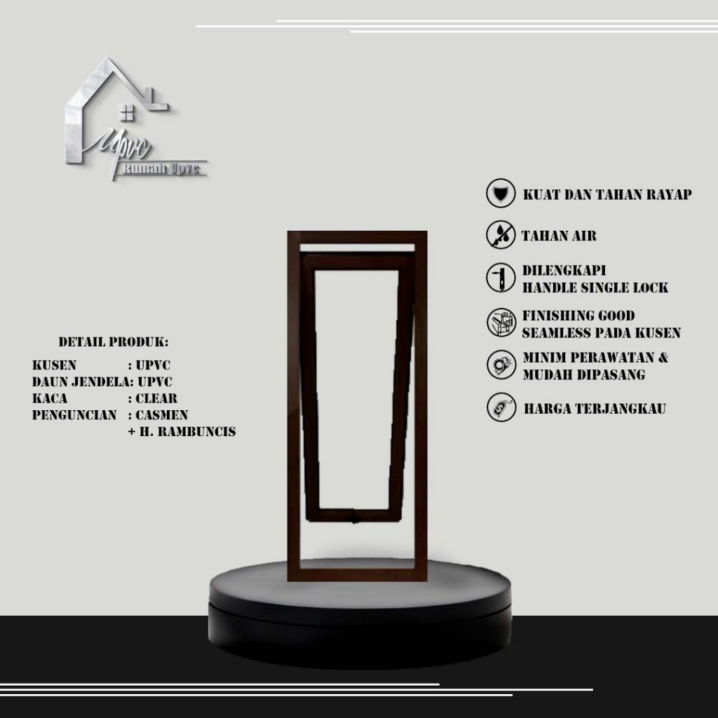 JENDELA UPVC JUNGKIT 1D.JENDELA EROPA (DARK OAK)