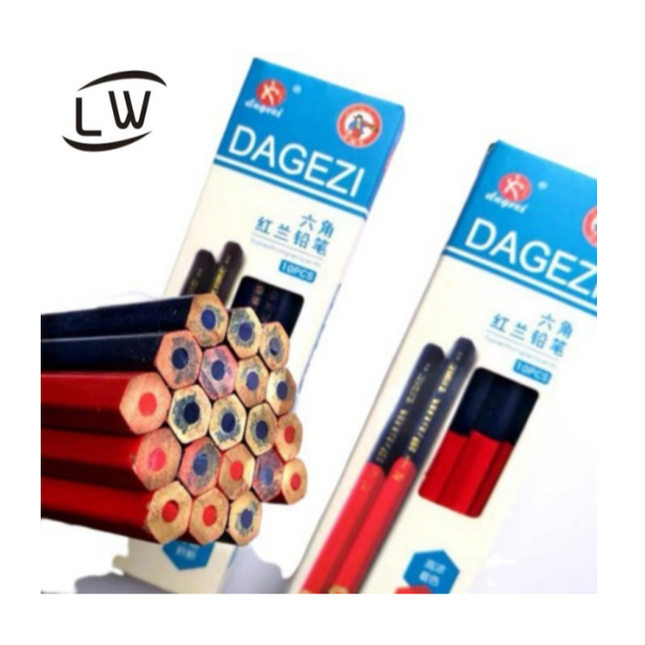 

10 PCS PENSIL TUKANG 2 WARNA BULAK BALIK / PENSIL BANGUNAN MURAH