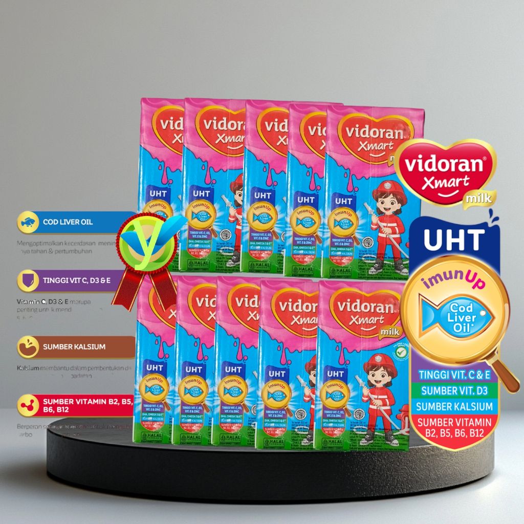 

Susu uht Vidoran Xmart 110ML Rasa Strawbery