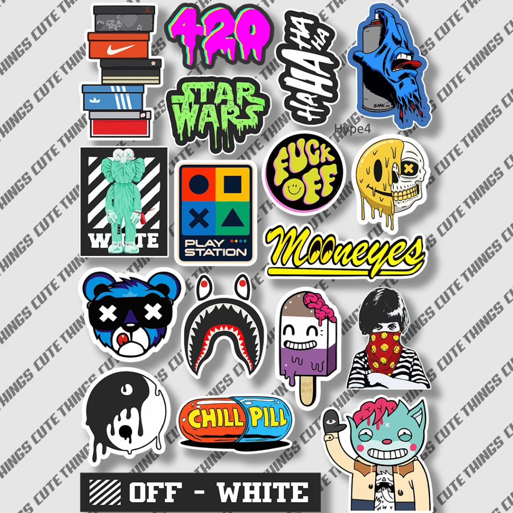 

Stiker vinyl hypebeast mooneyes dropdead bape off white || sticker helm tumblr case hp laptop stiker murah