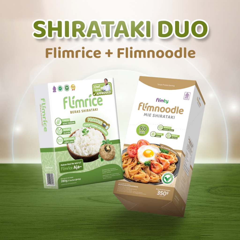 

Paket Shirataki Duo - 1 Box Flimrice + 1 Box Flimnoodle