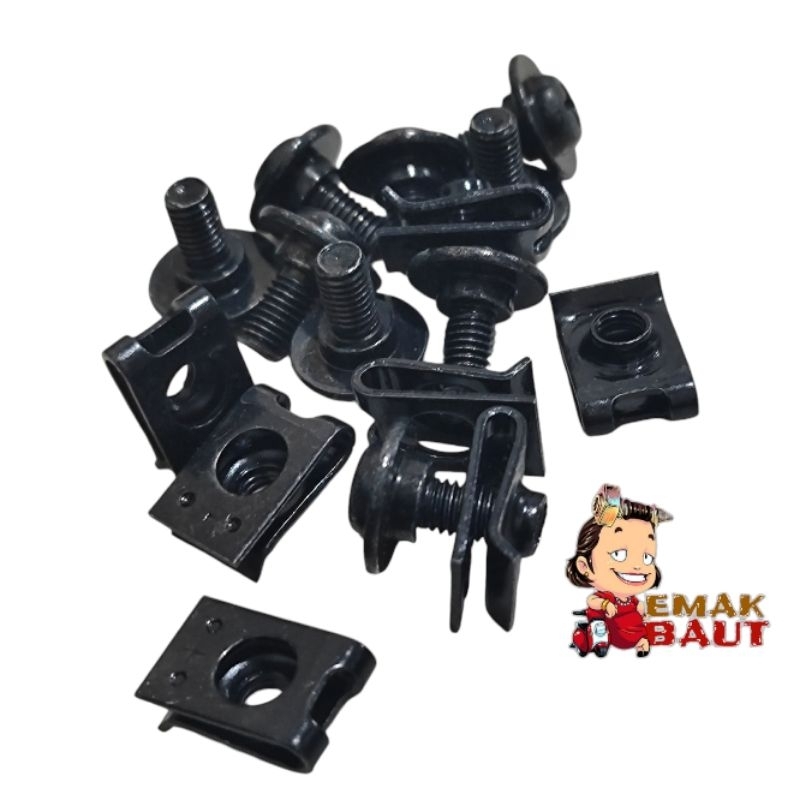 10set BAUT KLIP SPIT M5 HITAM COVER SAYAP BODY HONDA KARISMA REVO SUPRA X 125 ORIGINAL