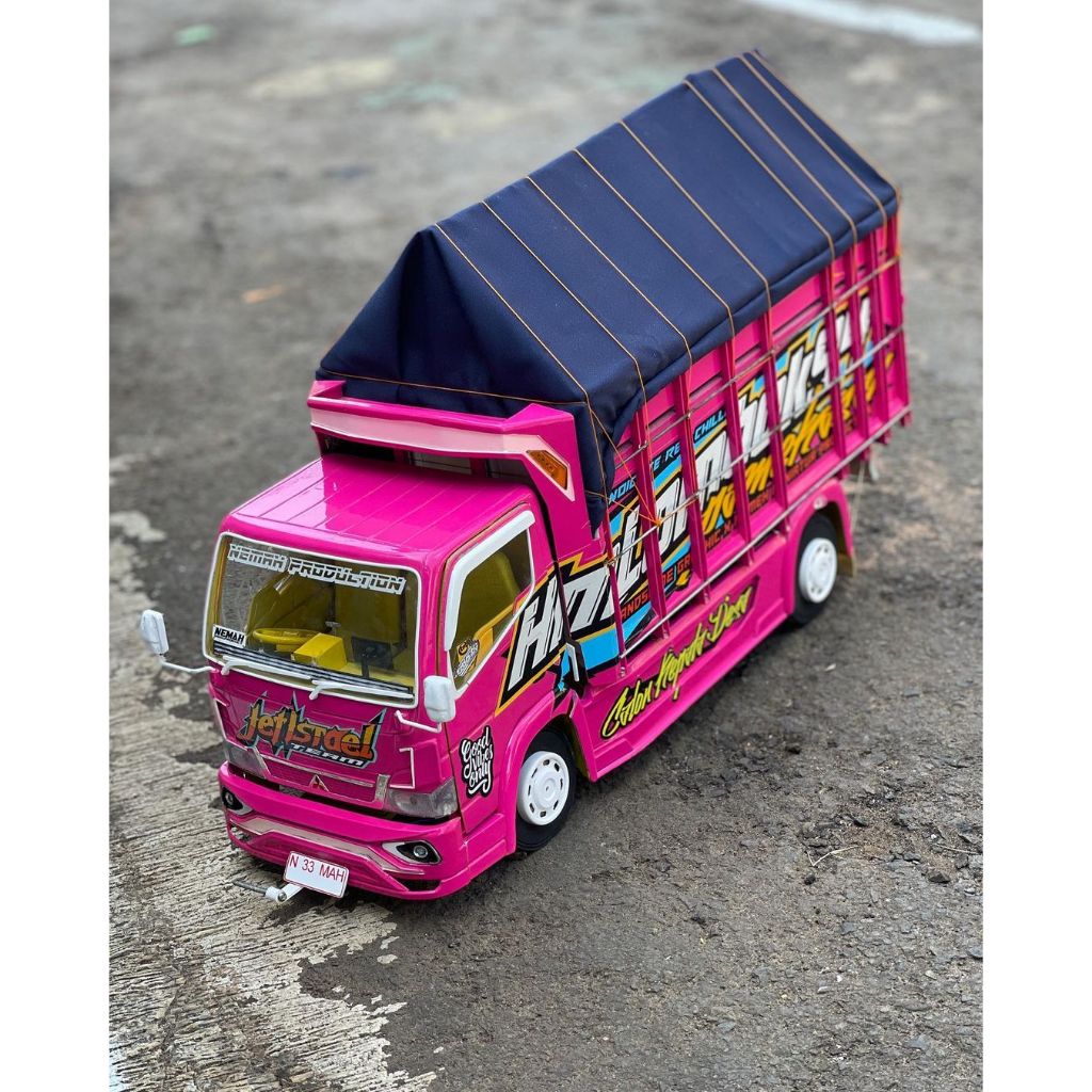 Bayar di tempat promo miniatur truk oleng kayu asli ukuran jumbo full variasi lampu led bonus terpal