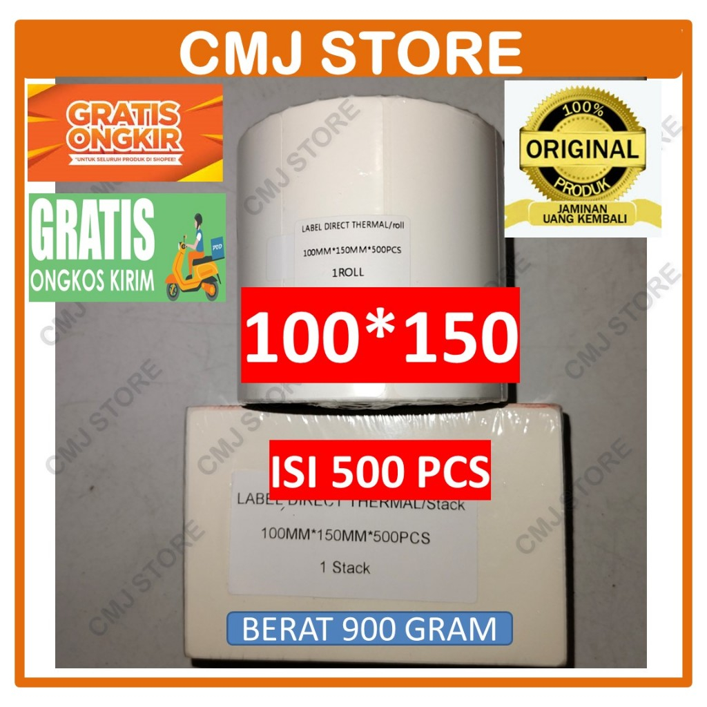 

Kertas Label Stiker Resi Thermal 100 x 150 mm Ukuran A6 ISI 500 PCS Original