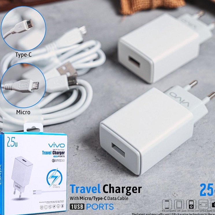 Obral Hemat  Tc Travel Charger Original Vivo Ak933 25W Fast Charging Quick Charge