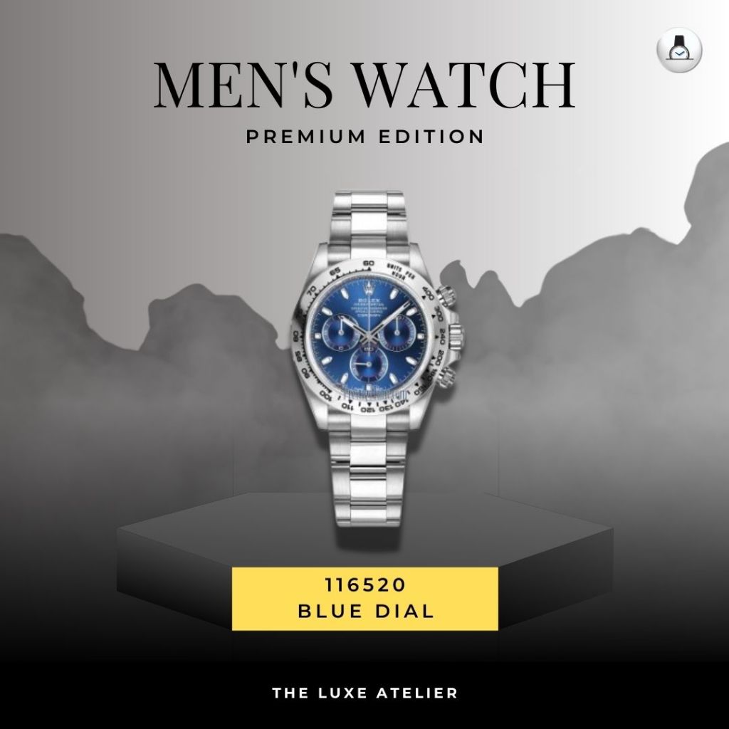 LUXURY MAN WATCH / JAM TANGAN PRIA ROLEX DAYTONA 116520 BLUE DIAL STAINLESS STEEL 40MM