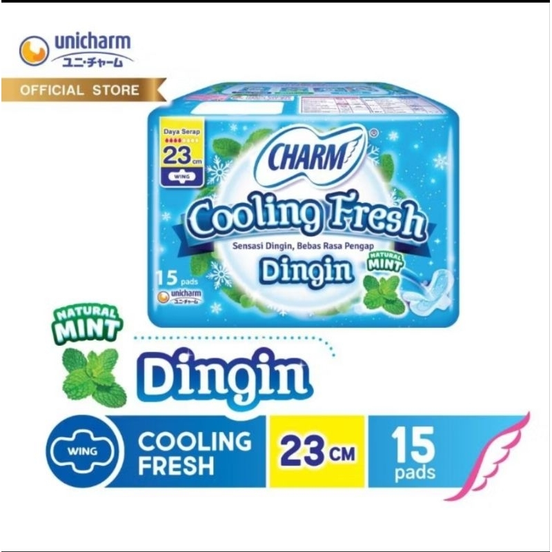 Charm Pembalut Cooling Fresh Wing / Non Wings 23cm 15pads