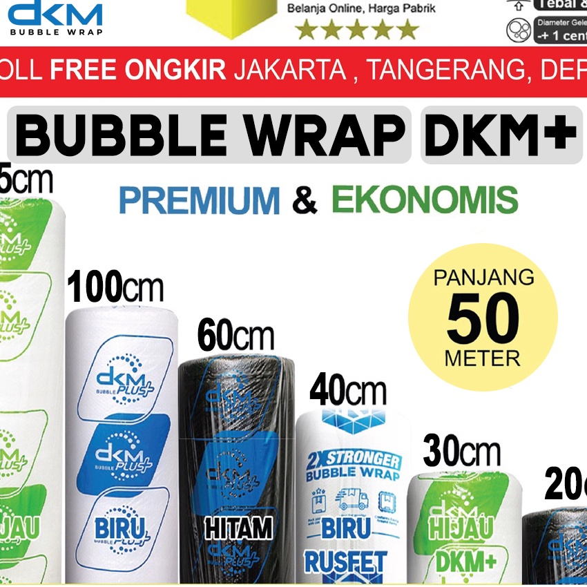 

HJ6 Plastik Bubble Wrap 125cm x 5m DKM PLUS Bubblewrap PREMIUM ROLL