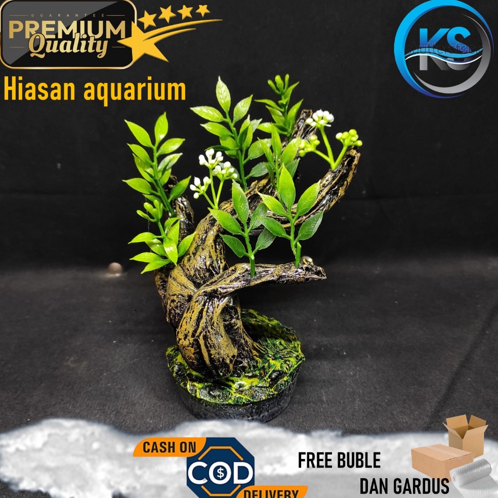 Lebih Ekonomis Hiasan Aquarium Bonsai Liux l Hiasan Akuarium Tanaman Plastik Bonsai Liux