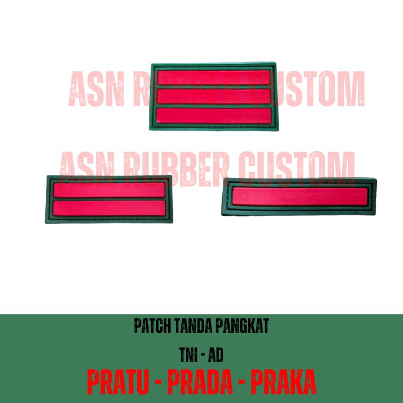 Patch rubber tanda pangkat TNI-AD Pratu,prada,praka perekat
