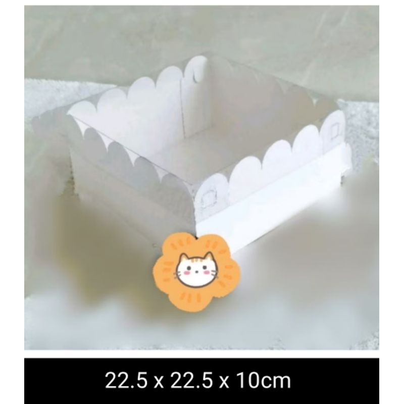 

BOX MIKA PUTIH - DOS KUE KERING LAMINASI - KOTAK DESSERT - DUS KUE TAART 22x22x10 (ISI : 10 PCS)