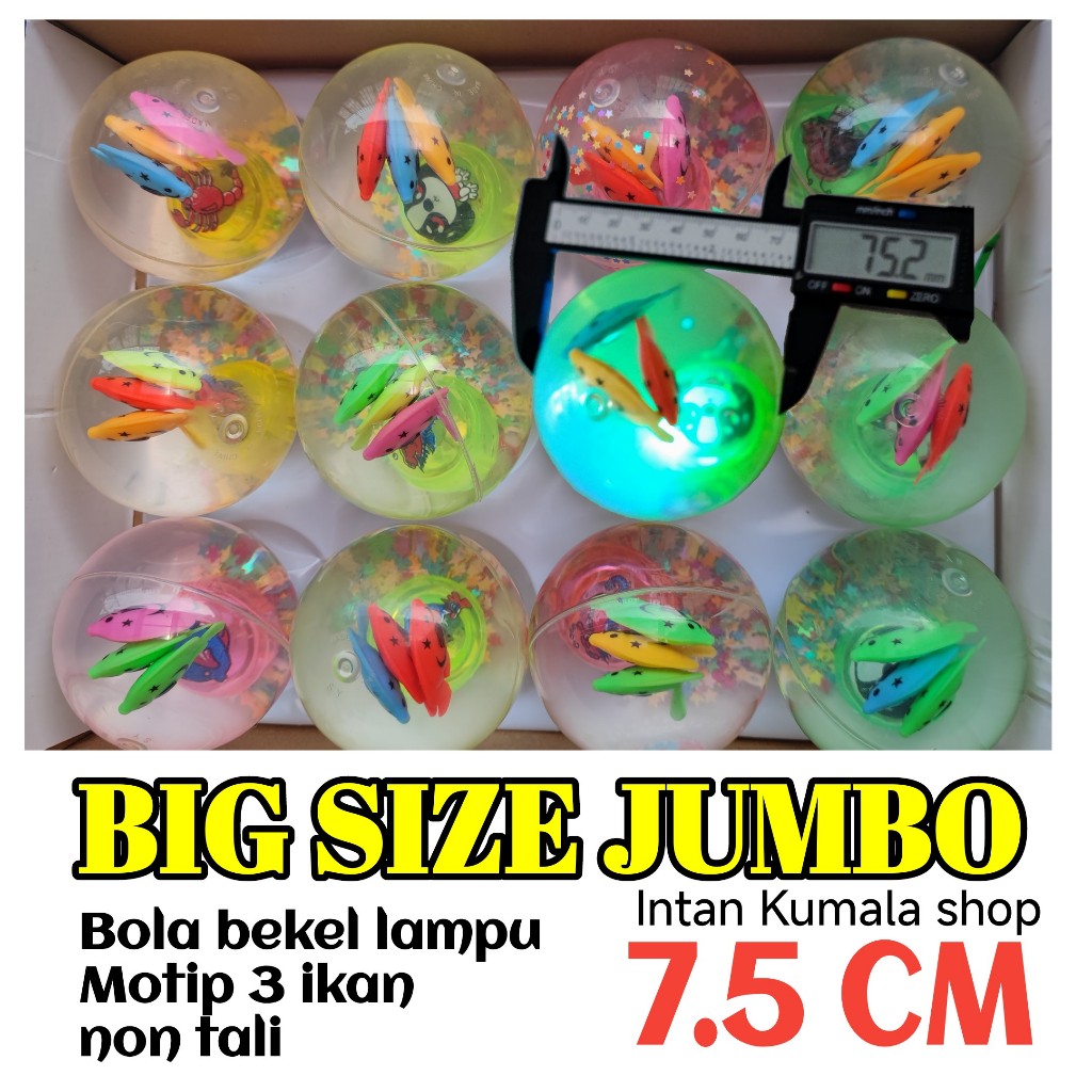 MAINAN 12 BH BOLA BEKEL LED JUMBO MOTIP IKAN