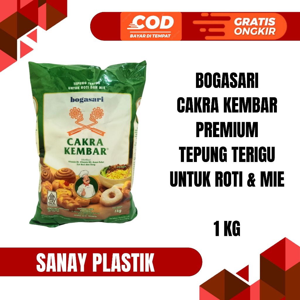 

BOGASARI TEPUNG TERIGU CAKRA KEMBAR PREMIUM 1 KG