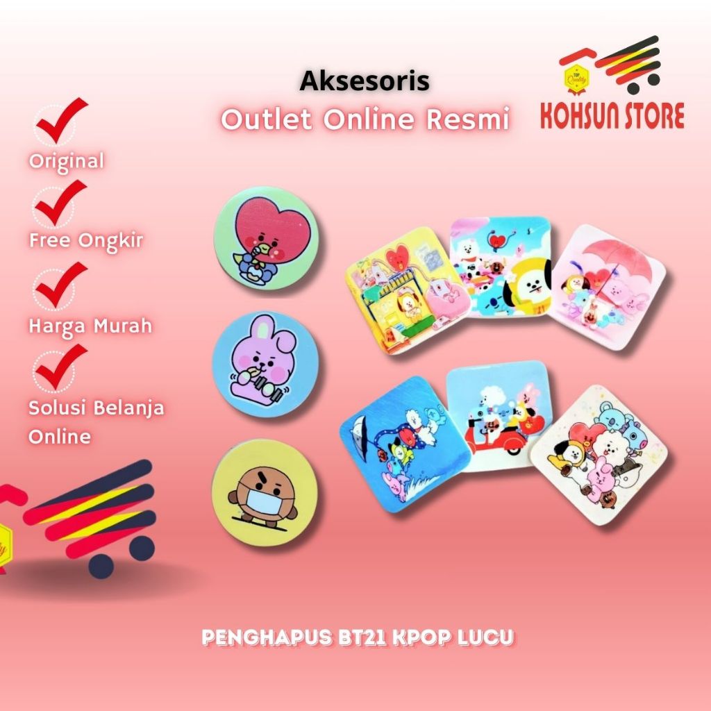 

Kohsun 2 | Penghapus BTS BT21 Kpop Lucu Eraser Penghapus Tulisan Pensil - STA304