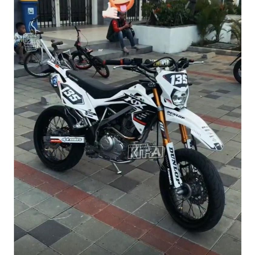 Decal Stiker Motor KLX BF WARNA PUTIH hitam simple bisa request desain terbaru D-A3-260 A3-810