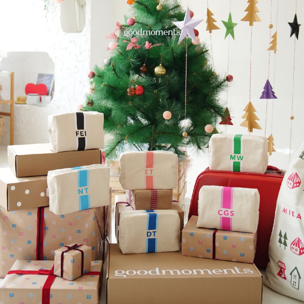 Stripe Monogram Canvas Pouch - Canvas Pouch / Accessories Pouch / Makeup Pouch / Beauty Pouch - Good