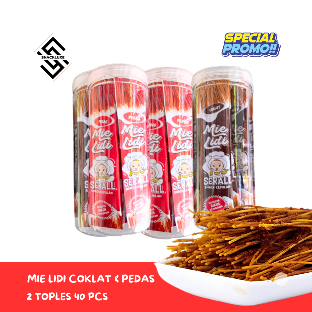 

Special Promo Mie Lidi 2 Toples Isi 40 Pcs Pedas Coklat