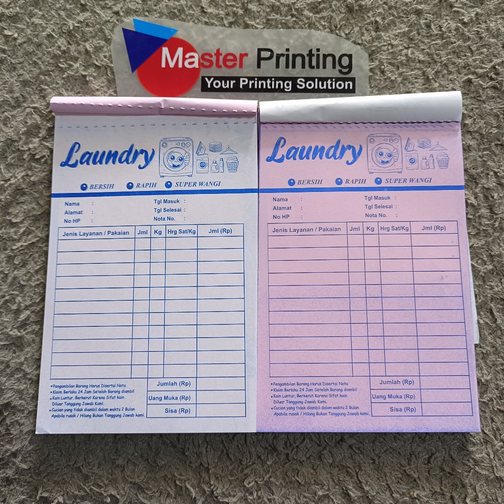 

Nota Laundry potrait ukuran 1/4 folio