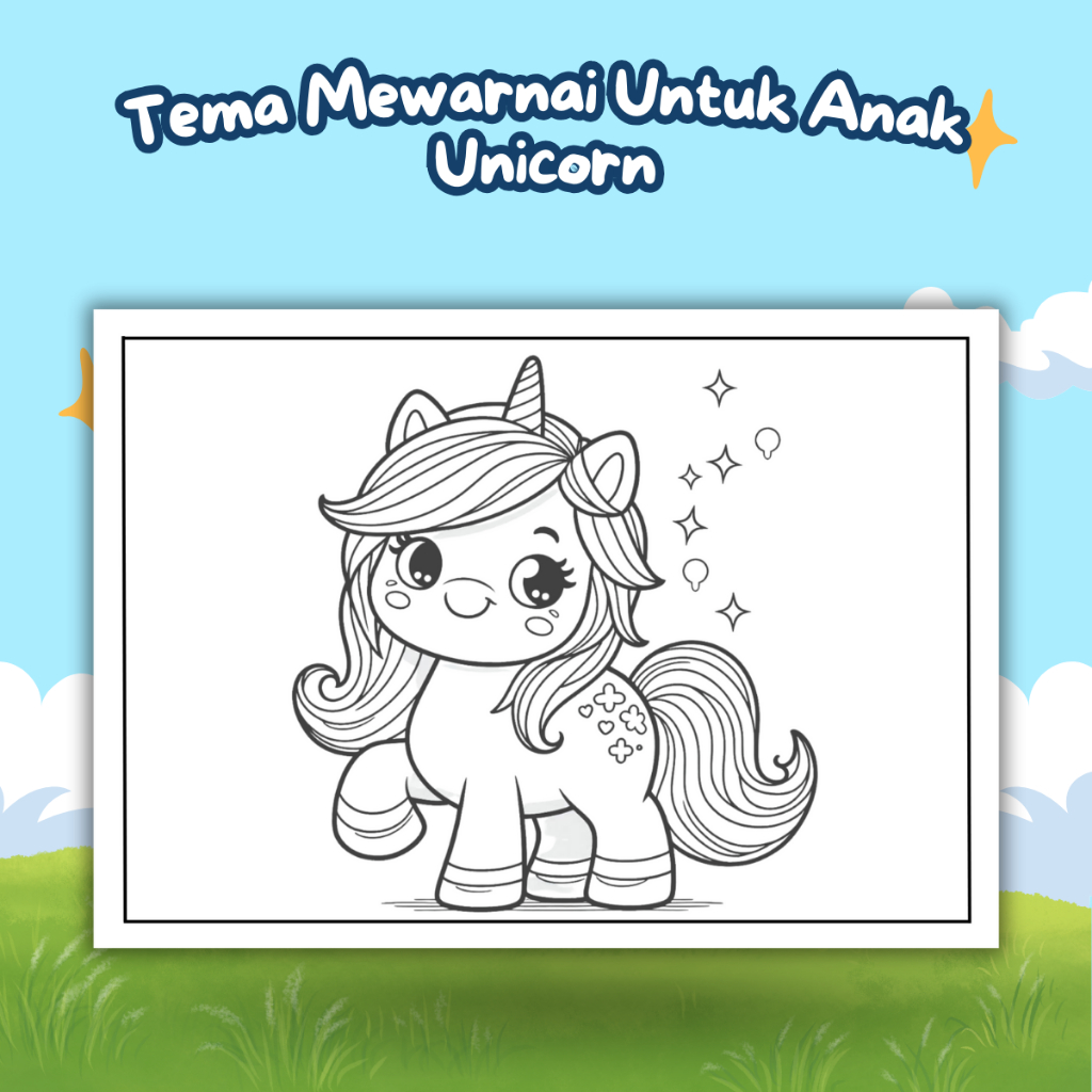 

Kertas Gambar Mewarnai Untuk Anak TK & PAUD Tema : Unicorn 20 Lembar Mewarnai