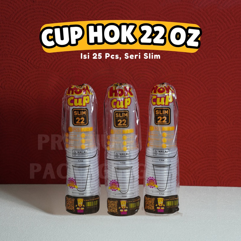 [ISI 25 PCS] Gelas Cup Plastik HOK 22oz Slim Bening / Cup Gelas Plastik Pop Ice Es Teh Jumbo TEBAL S