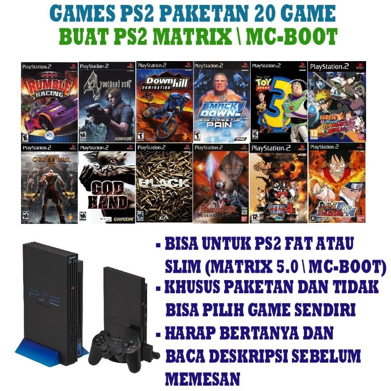 Paket Game PS2 Isi 20 Judul Buat PS2 Semua Seri Slim/Fat
