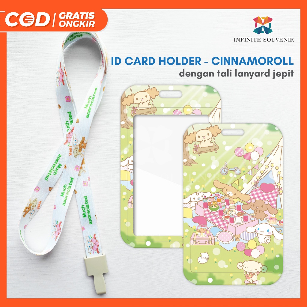 

(N008) NAME TAG CINNAMOROLL DENGAN TALI GANTUNGAN JEPIT LEBAR 1.5CM / CARD HOLDER / NAME TAG ID CARD / ID CARD KARAKTER