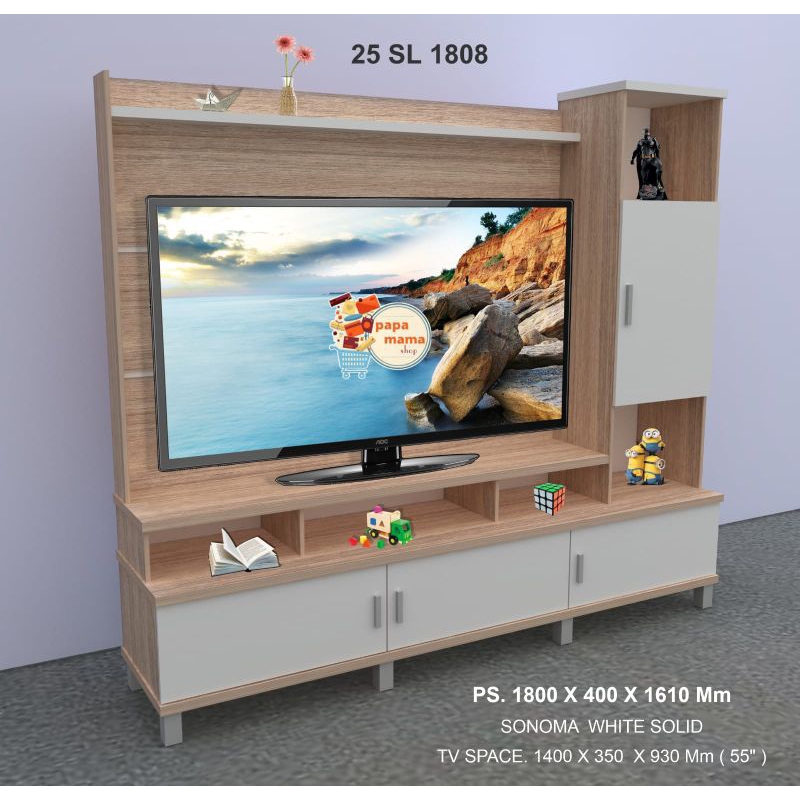 Lemari TV Minimalis - Lemari Hias Buffet TV - Lemari TV Kaki Stabil