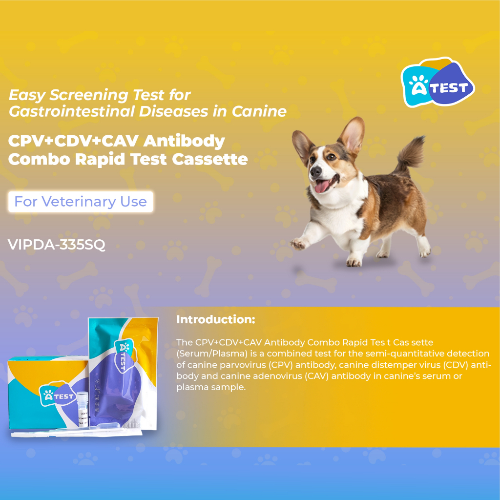 Rapid Test Kit Combo 3 in 1 (CPV+CDV+CAV) | Alat Test Antibodi Hewan | 5x Test Rapid