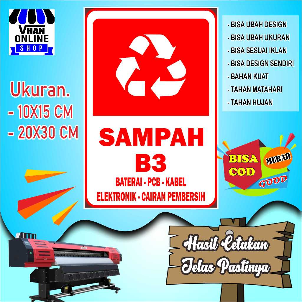 

Cetak Stiker Untuk Tong Sampah Barang Elektronik Merah