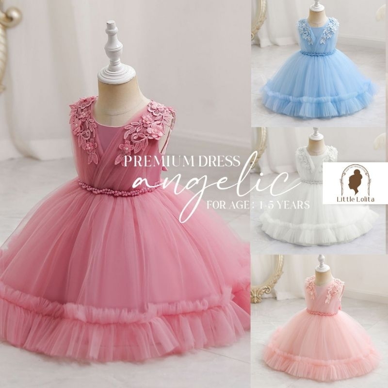 6bln-5th ANGELIC Dress Pesta Anak Perempuan Bayi Balita Gaun Ulang Tahun Premium Import Korea Style