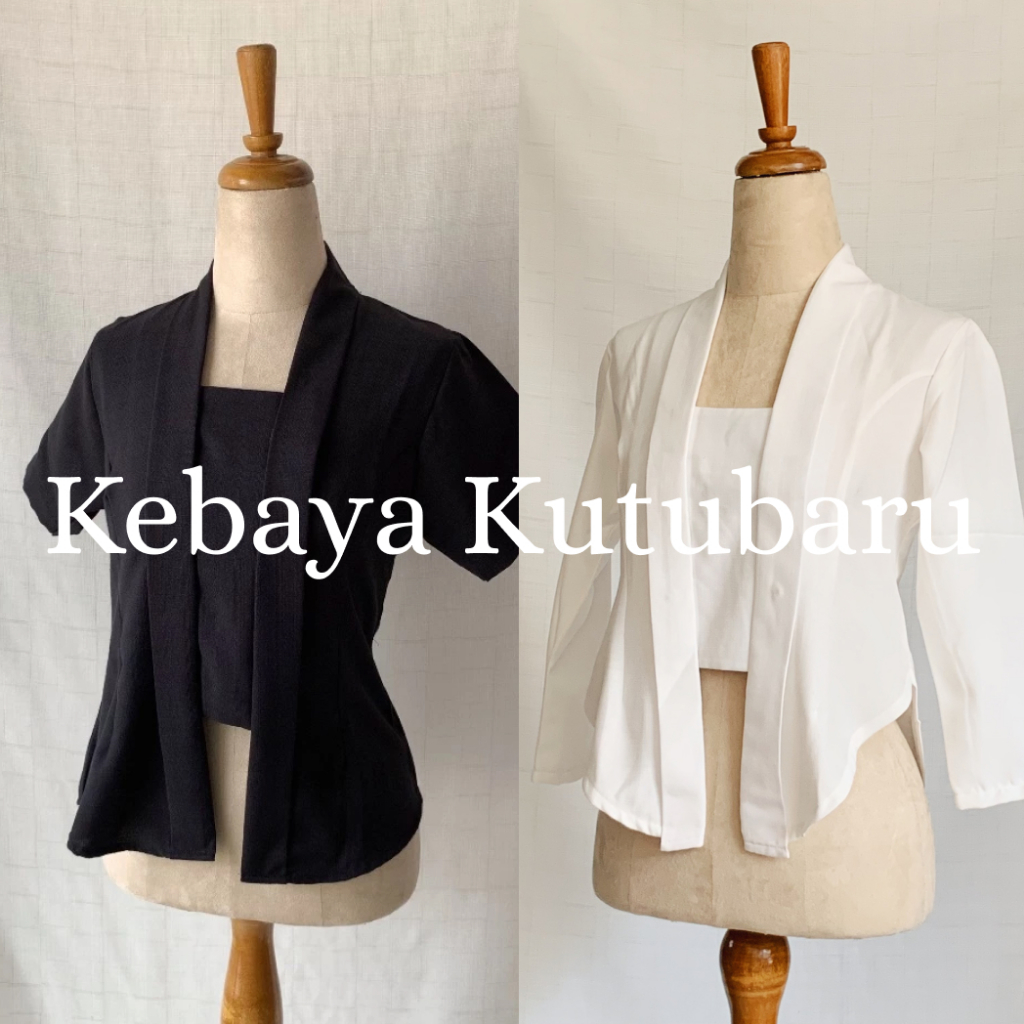 Loewes KEBAYA KUTU BARU PUTIH HITAM Kutubaru Modern Simple Aesthetic Atasan Polos