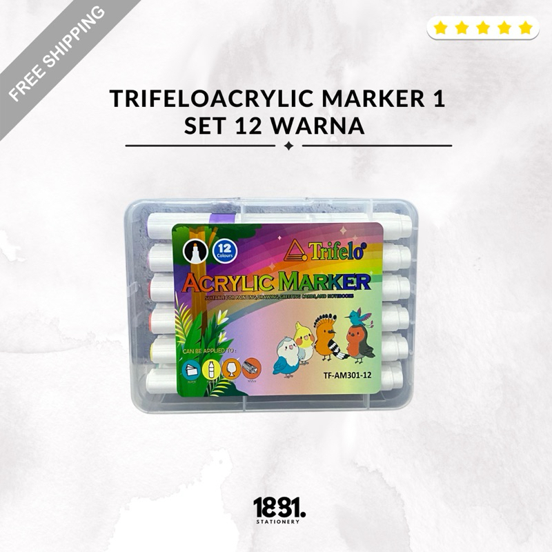 

1 Set Acrylic Marker Trifelo 12 Warna | Acrylic Marker Trifelo 12 Warna