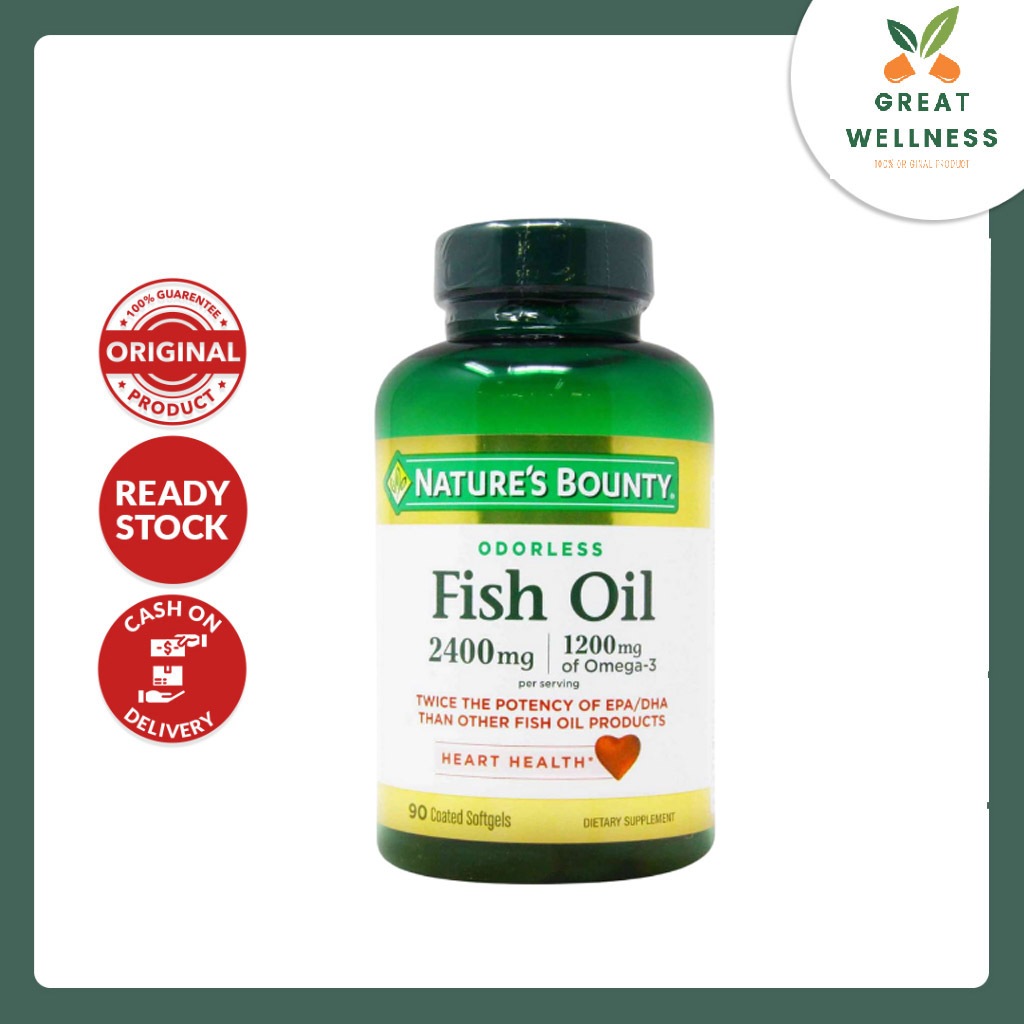 (DIJAMIN ORIGINAL) Nature's Bounty Odorless Fish Oil 2400mg 2400 mg Minyak Ikan Omega