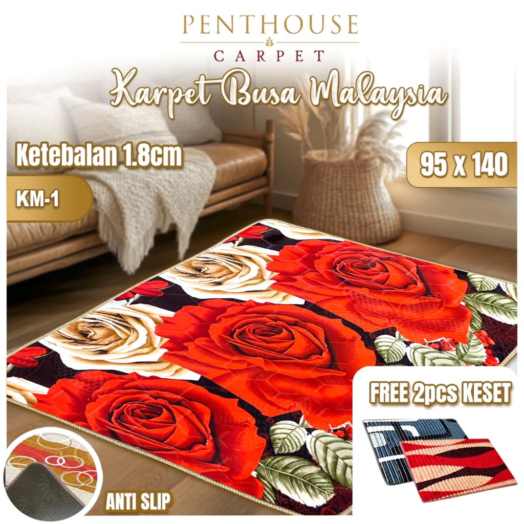 PENTHOUSE Karpet Busa Malaysia 95 x 140 | Halus Lembut Tebal