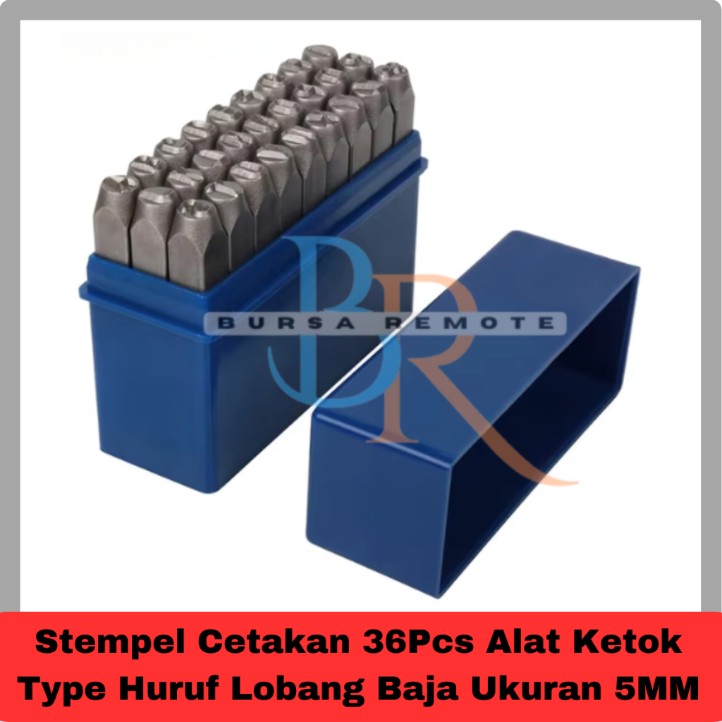 

Adn Stempel Cetakan 36Pcs Alat Ketok Type Huruf Lobang Baja Ukuran 5MM