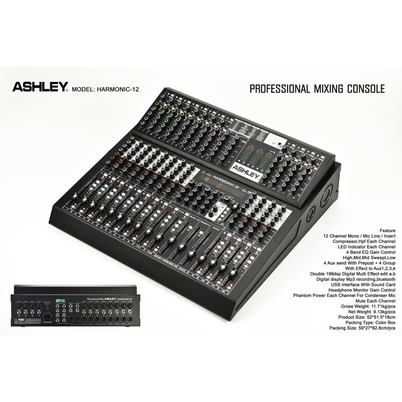 mixer ashley harmonic12 double effect 199dsp / mixer ashley 12 chanel