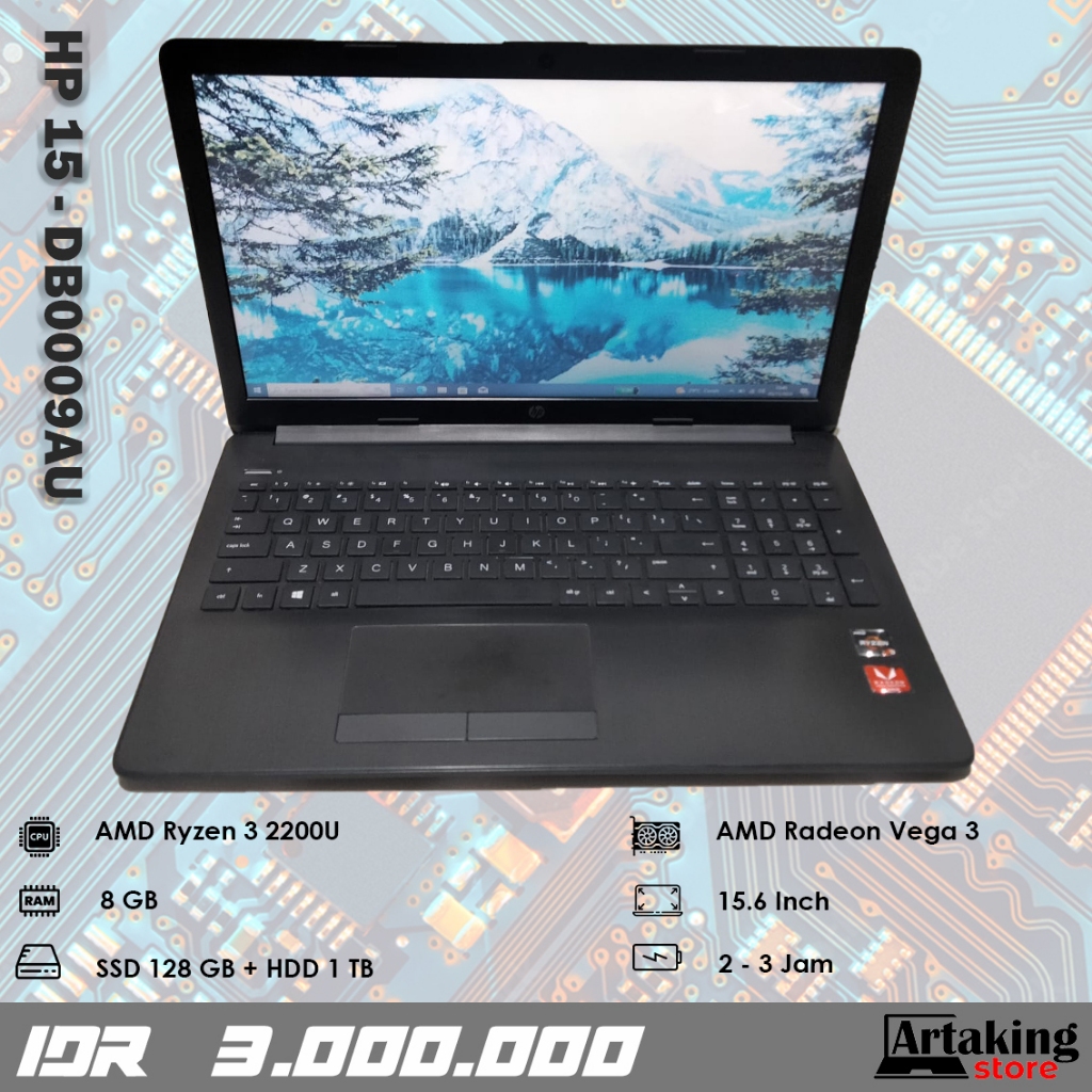 Hp 15 - db0009AU - Ryzen 3 - Ram 8 GB - Sudah SSD