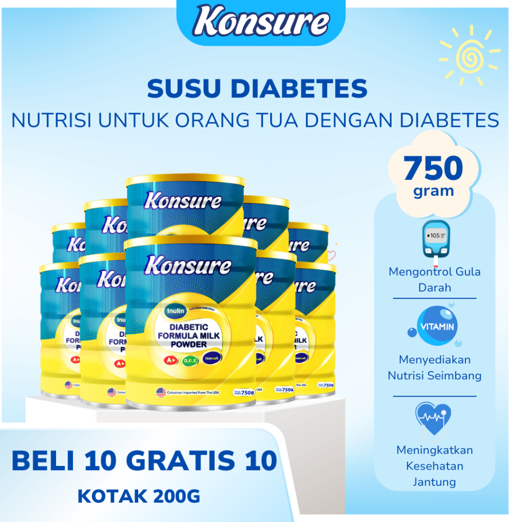 

[ BELI 10 GRATIS 10 ] KONSURE - SUSU IMPOR DARI AS YANG MENGATASI PENYAKIT DIABETES ASLI - 1 KALENG 750G