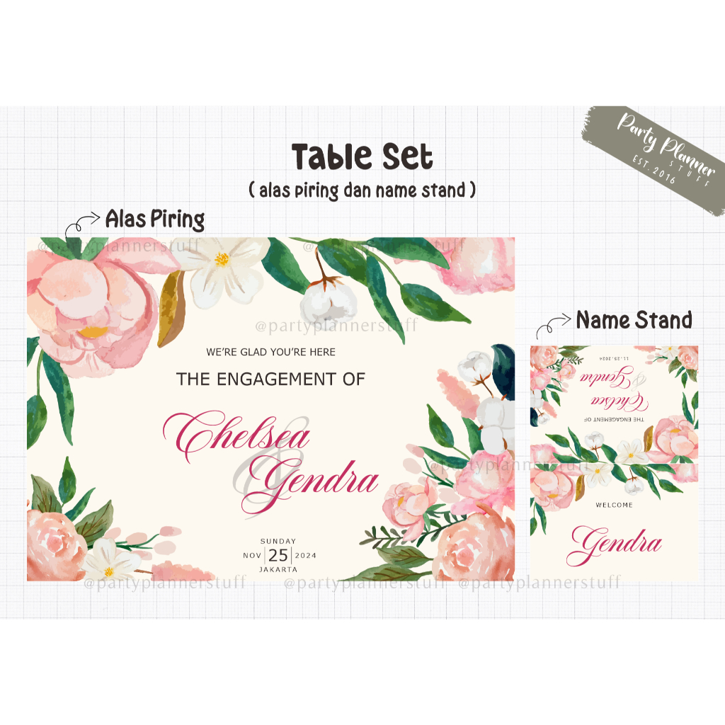Table set engagement / table decor sangjit / table set tingjing / dekorasi tunangan / dekorasi engag