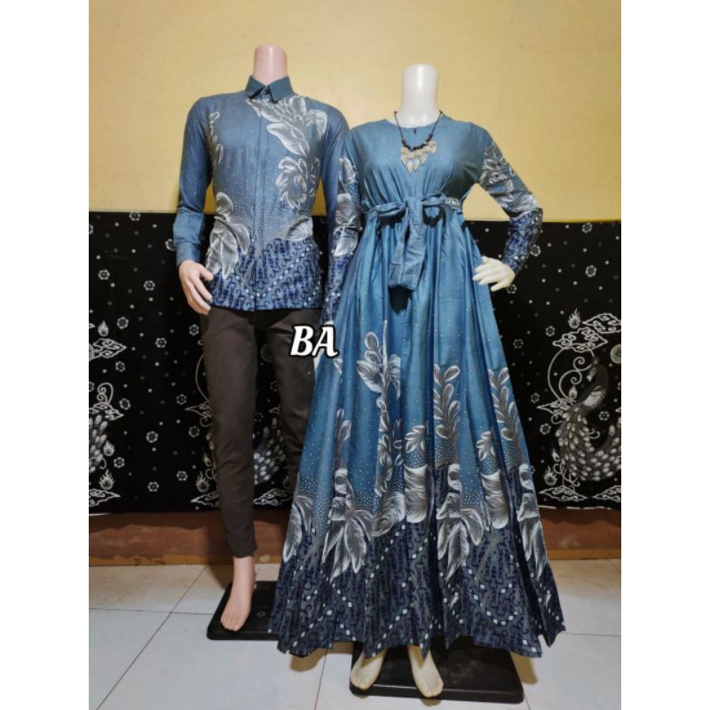 Couple Sarimbit Batik 2026 Gamis Kemeja Jumbo Big size Ld150
