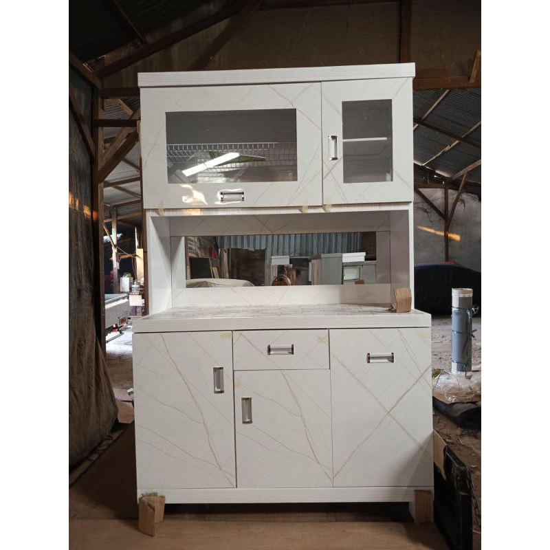 Lemari sayur lemari dapur 3 pintu terbaik full  kitchen set rak piring kayu semi HPL lemari makan da