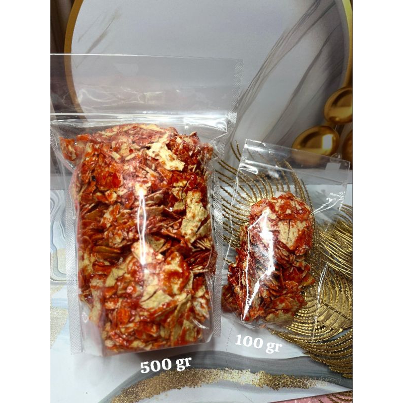 

Opak pedas tersedia ukuran dari 100 gram/1kg