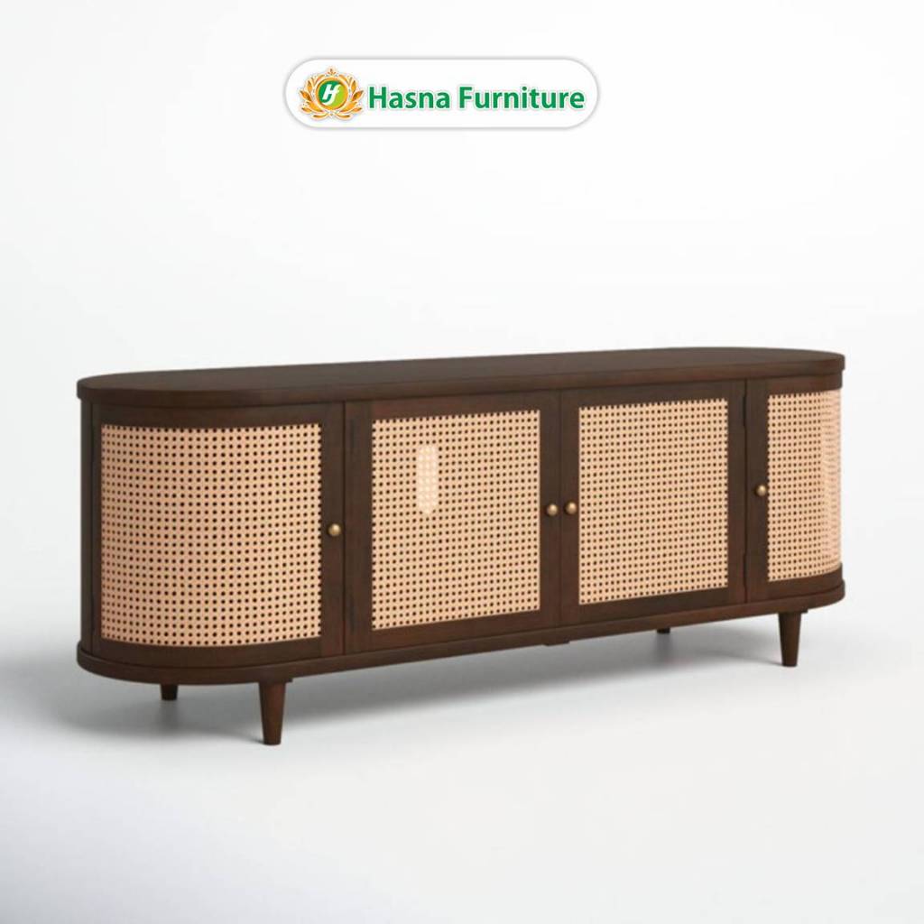 Buffet Rotan Minimalis Kayu Jati 4 Pintu Bufet Tv