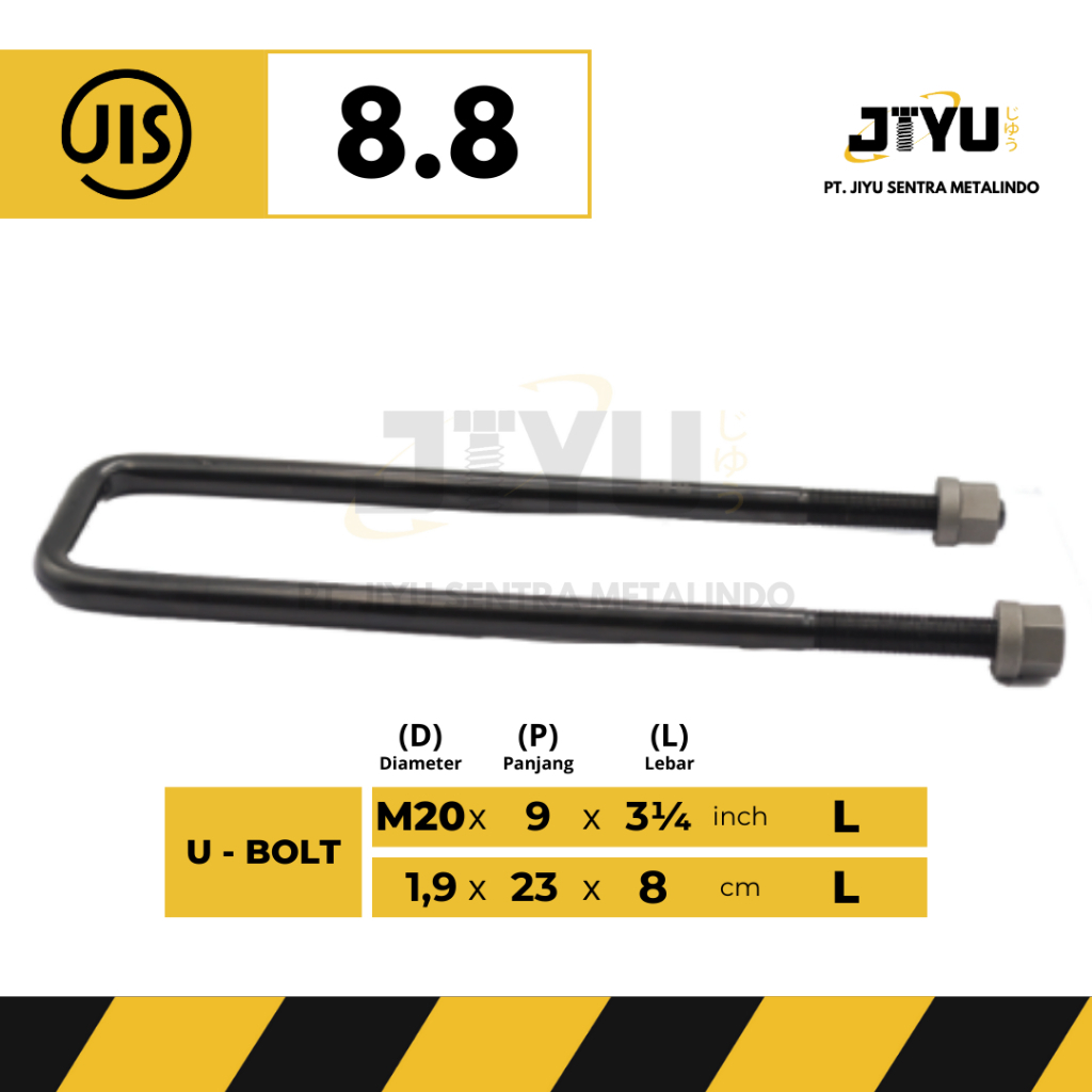 U-BOLT BEHEL M20 X 9 X 3 1/4 L 8T MITSUBISHI FUSO FM / FN / FJ SERIES DEPAN