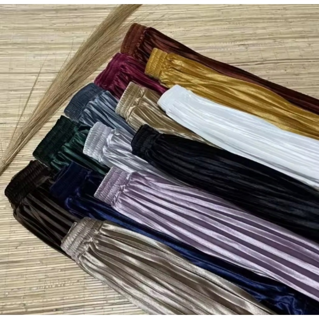 RB Celana Pendek Wanita Kulot Plisket Bludru 7/8 Ukuran Jumbo Plester Midi Skirt Velvet Mewah