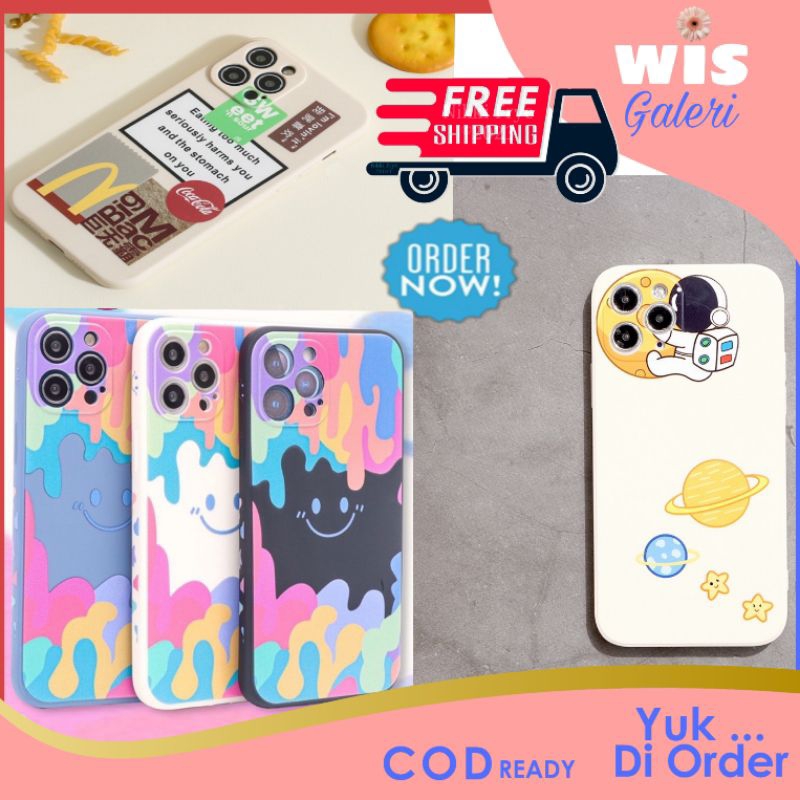 Soft Case Hp Iphone 12 promax XR Oppo A71 A15 A15S Astronot MCD Colacola Smile Warna Ip