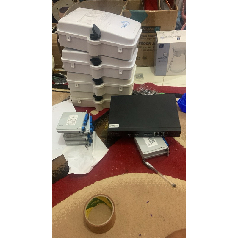 olt global epon 2 port + paket ODC +Box+ spliter1:8 5buah,