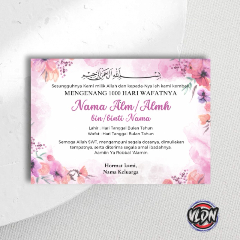 Cetak Stiker Tahlil Mengenang 40, 100, 1000 hari Wafatnya, Stiker Tahlil Vldn Printing
