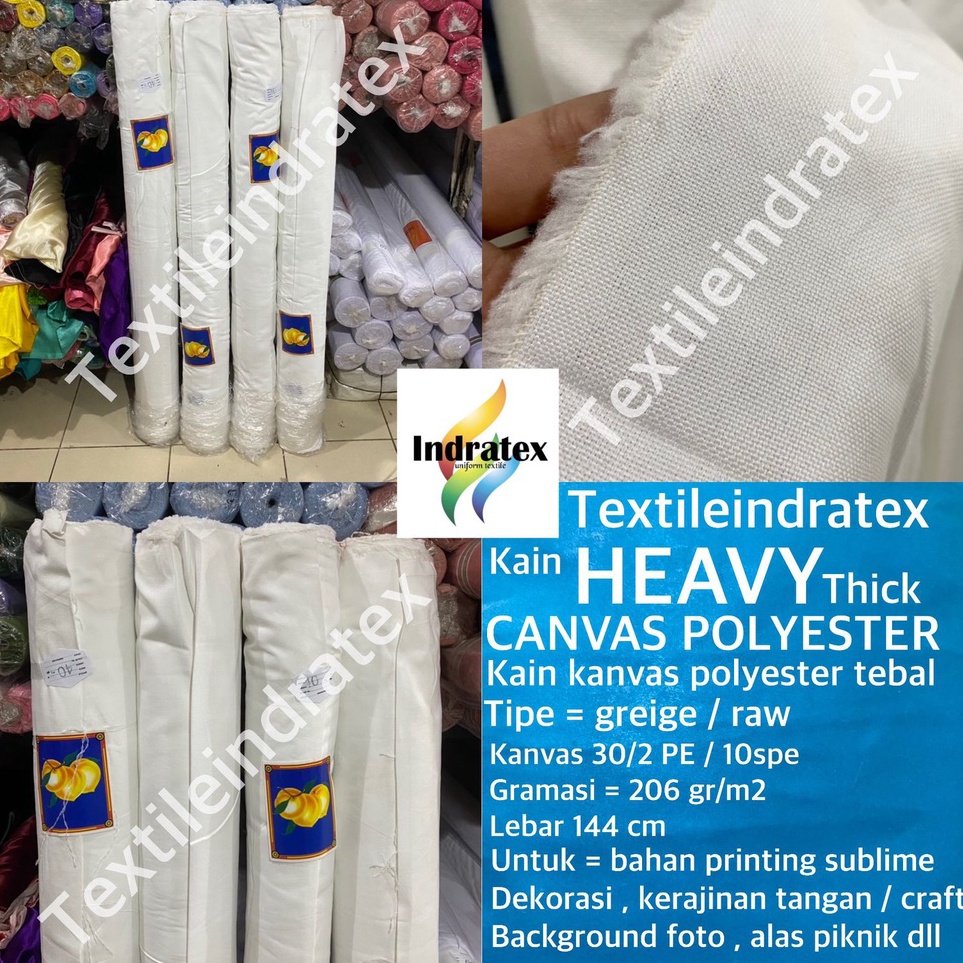 KODE A18S  per 1 roll  kain HEAVY CANVAS POLYESTER kanvas polyester greige grey warna putih beras BW