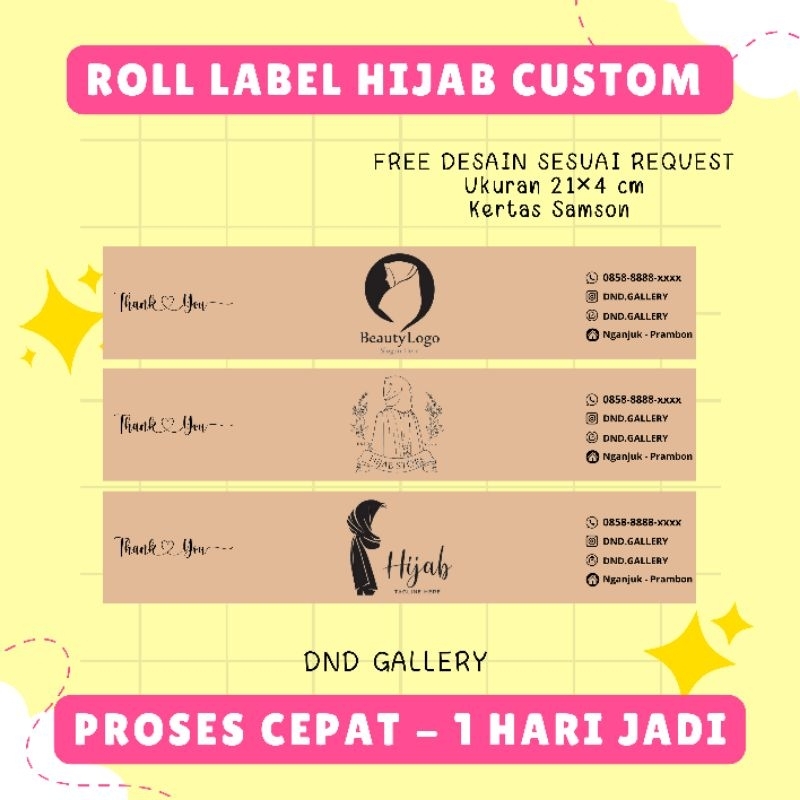 

LABEL ROLL HIJAB / ROLL HIJAB/ ROLL HIJAB OLSHOP / KARTU NAMA OLSHOP / ROLL JILBAB / LABEL NAMA OLSHOP / KARTU MELINGKAR HIJAB
